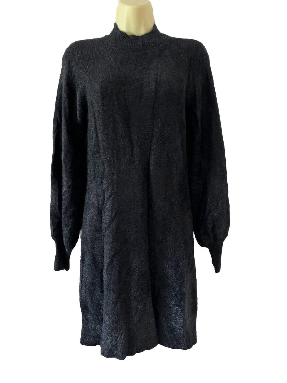 Zesica Black Fuzzy Sweater Dress Long Sleeve Woman’s Size Medium Comfy Warm Soft